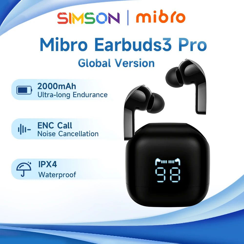 

Mibro Earbuds 3 Pro Earphone TWS 2000mAh Bluetooth 5.3 Waterproof HiFi Stereo Noise Reduction Wireless Headphone