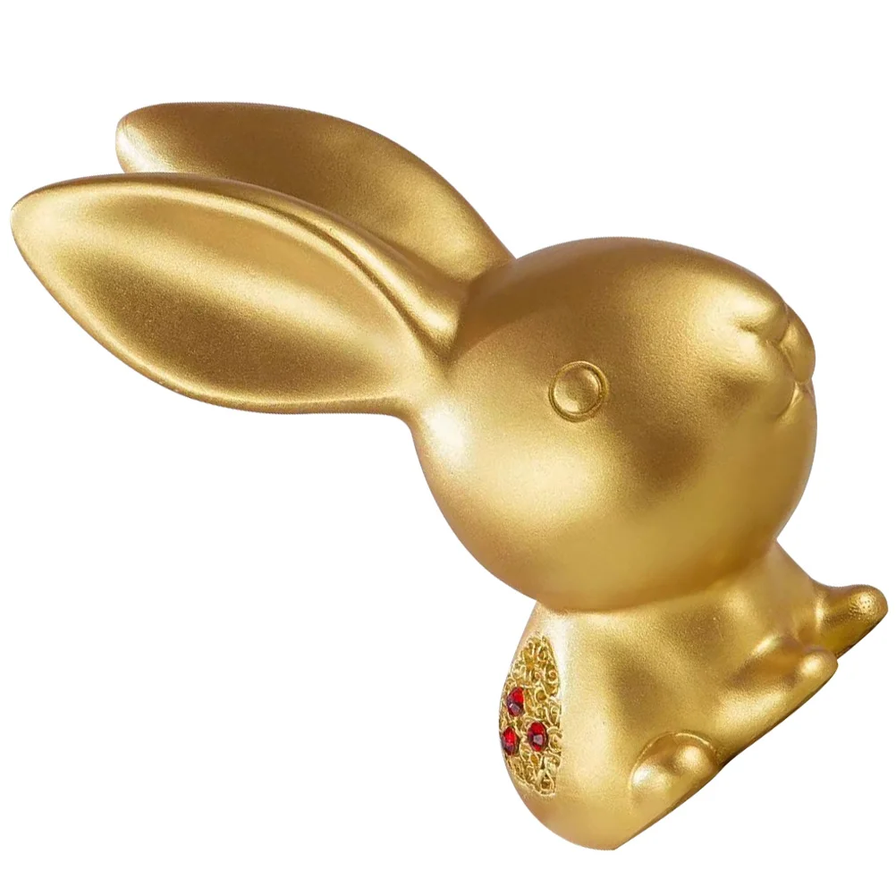 

Rabbit Bunny Decor Figurines Statue Chinese Year Zodiac Figurine Home New Animal Desktop Gold Decoration Shui Feng Statues