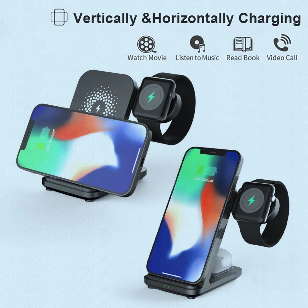 30W Wireless Charger Stand For IPhone 13 12 11 Apple Watch Samsung 3 In 1 Fast Charging Dock Station for Galaxy |