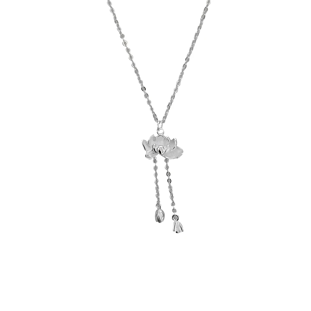 Женское Ожерелье с лотосом из стерлингового серебра S925 пробы универсальное