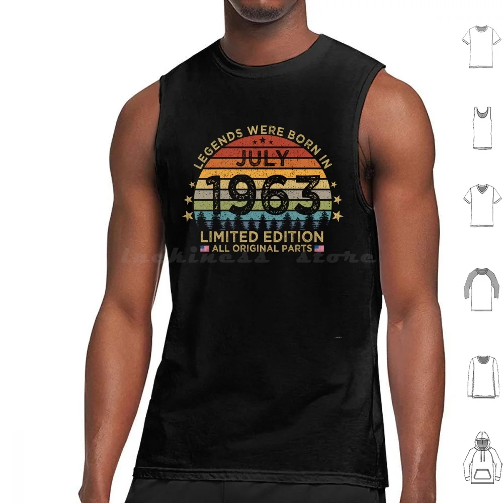 

Legends Were Born In July 1963 Limited Edition Patriotic Tank Tops Print Cotton Anniversary 60 60Th 60 Years Old