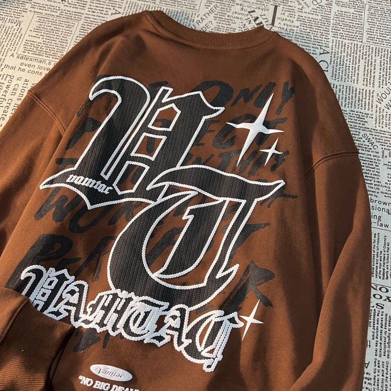 

Свитшот в стиле хип-хоп с надписью и принтом Y2K, Свободный Повседневный пуловер с круглым вырезом, уличная одежда, одежда для гранж, зимние топы оверсайз