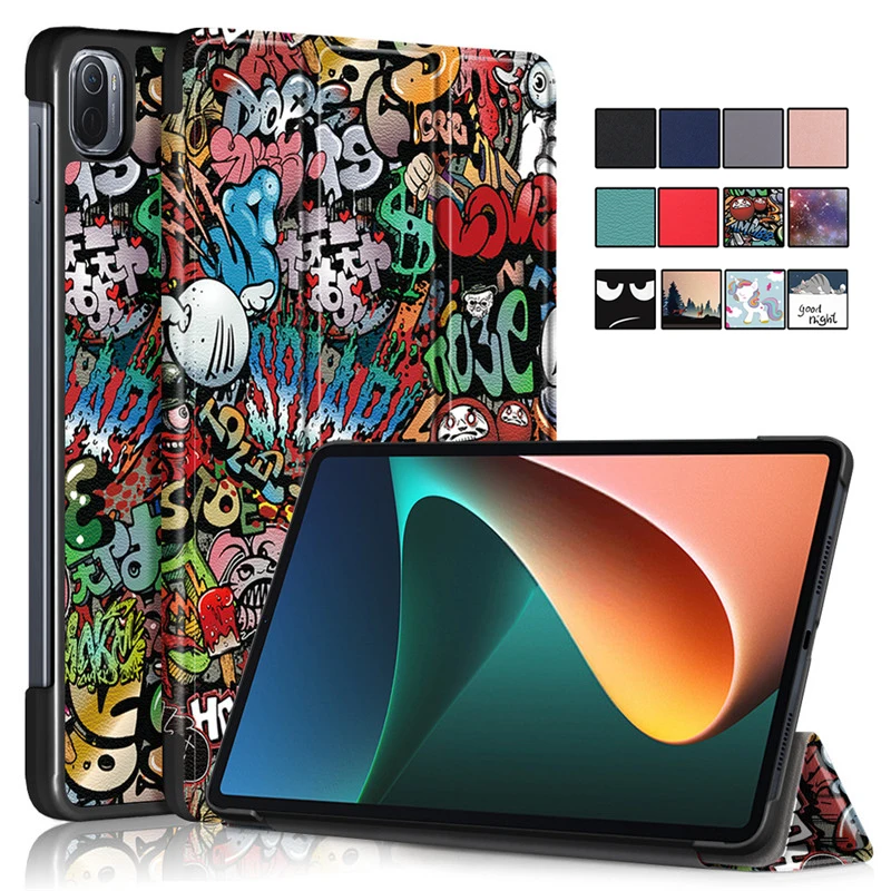 Умный чехол с рисунком для Xiaomi Pad 5 из искусственной кожи mipad жесткая задняя крышка