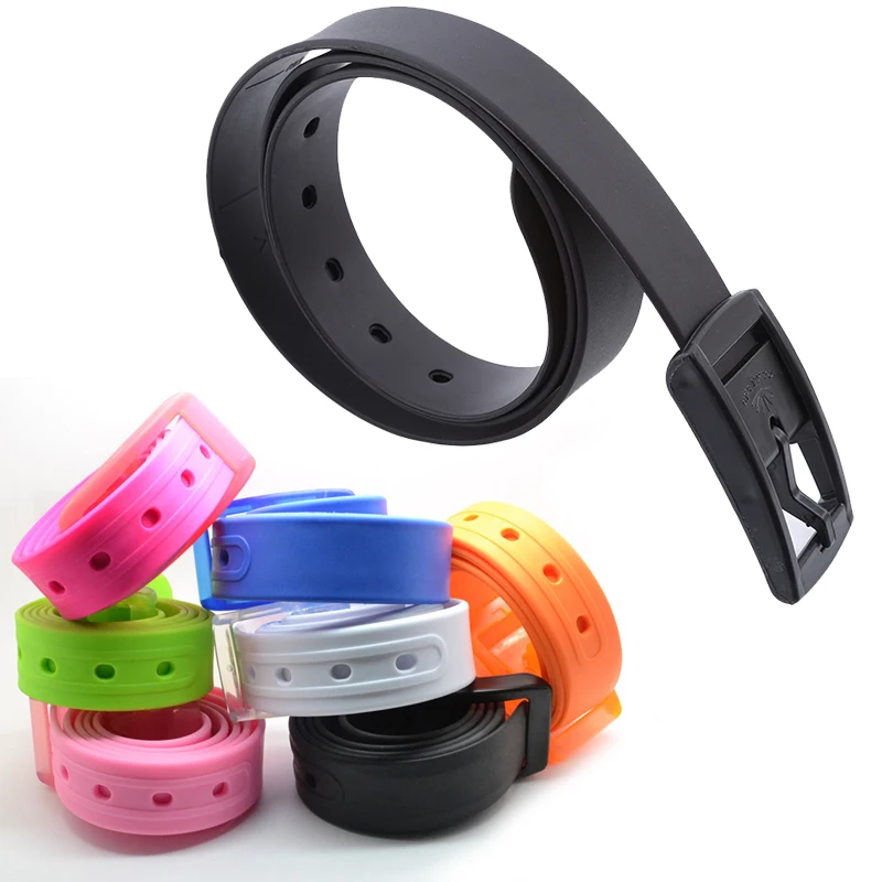 2023 Fashion Plastic Belt Friendly Candy Multi Color Silicone Rubber Belt Smooth Buckle For Women Men Adjustable