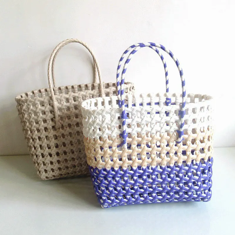 

New Handmade Woven Women's Handbag Summer Beach Vacation Straw Bag Luxury Designer Hollow Bucket Vegetables Female Basket Bag
