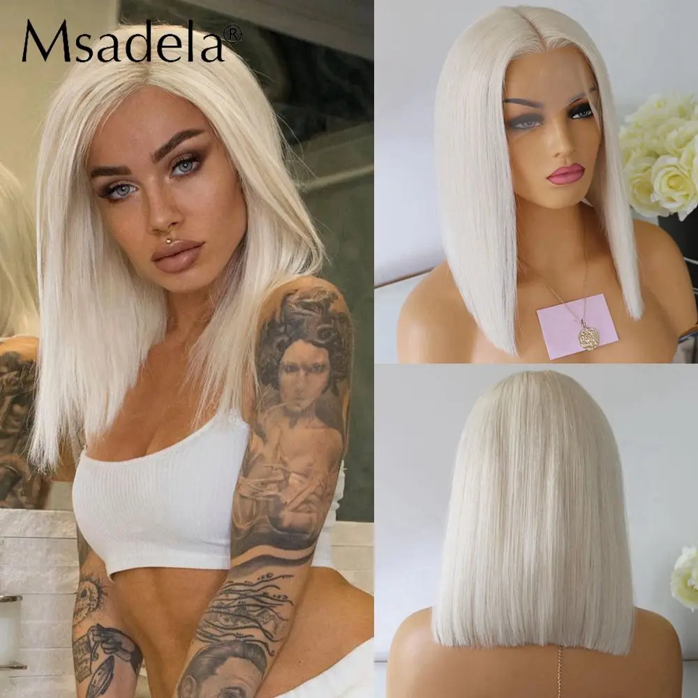 Парик платиновый блонд короткий Боб из синтетических волос бесклеевой парик Drag