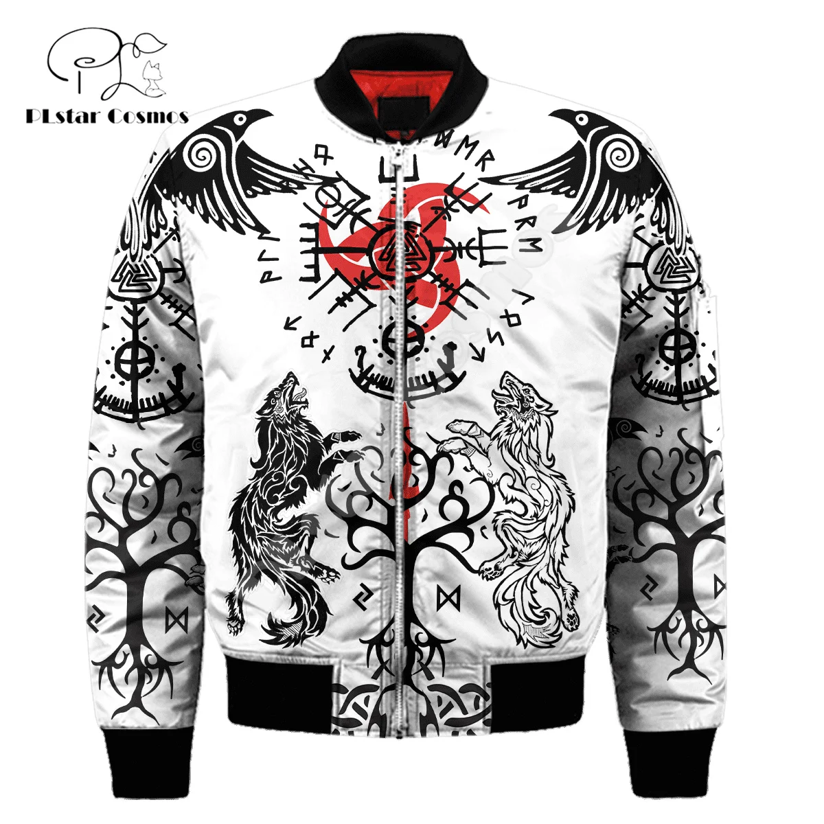 Новая модная зимняя теплая ветровка с рисунком воина Odin Fenrir Wolf Tattoo в