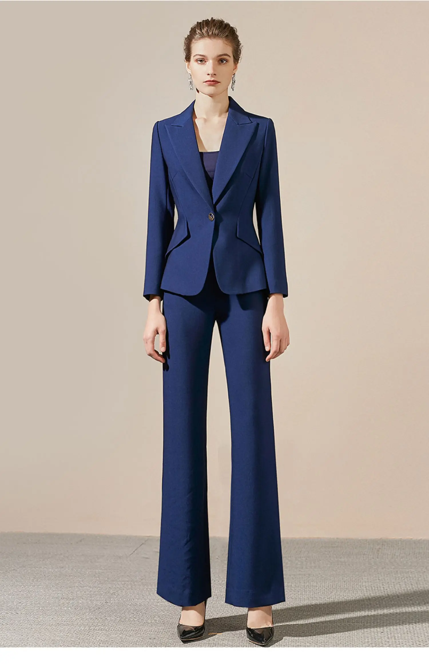Navy blue suit suit women's formal wear light luxury complete set of casual wear female suit host ol British position