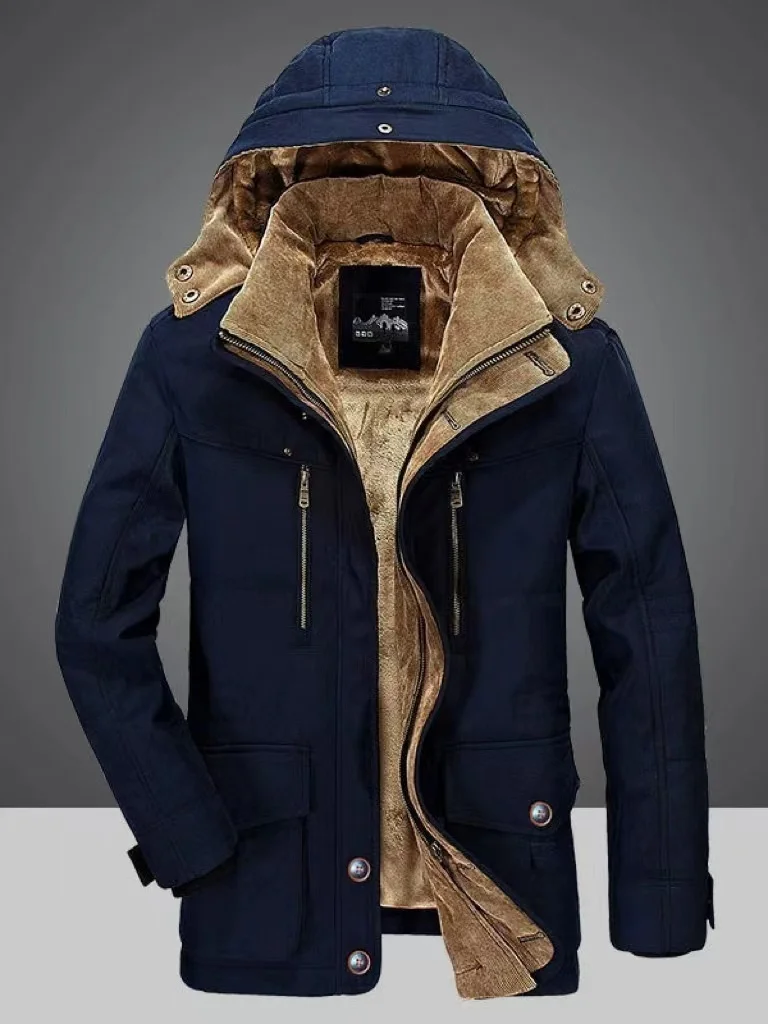 

2023 Winter Jacket Men Fleece ded Coat Thicken Parkas Men's Jackets Outwear Hat Solid Fashion Coats Overcoat