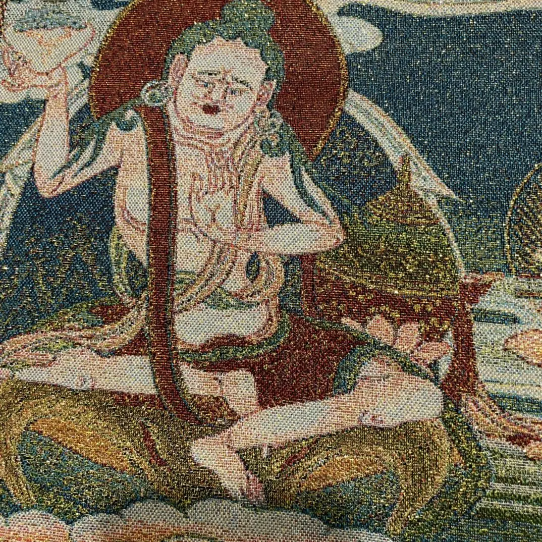 35 &quotТханка вышивка тибетский буддизм шелковая зеленая Тара сидящий Будда Тханка