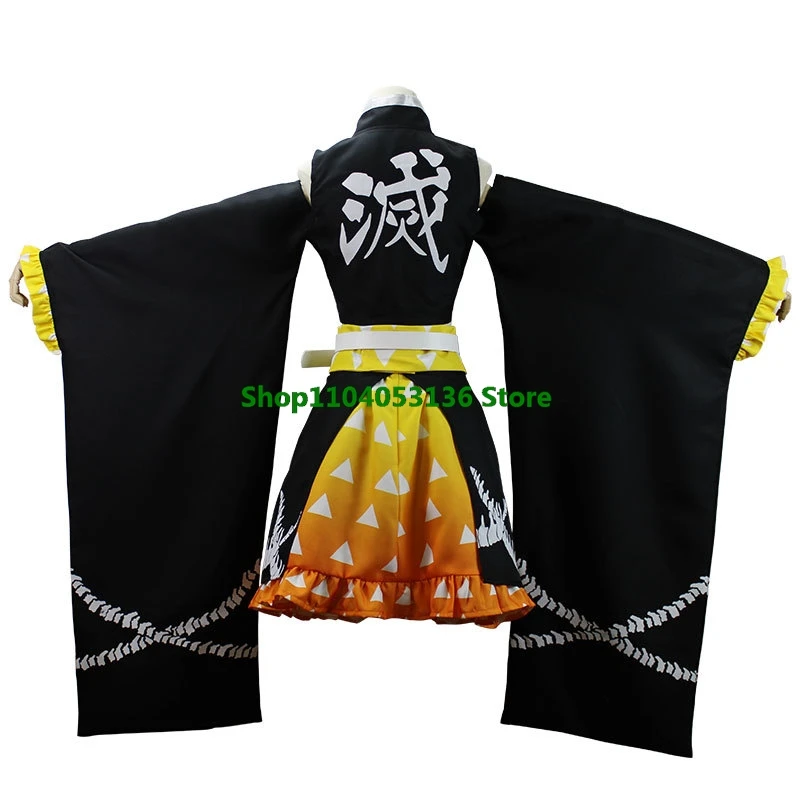 Anime Demon Slayer Kamado Tanjirou Cosplay Costumes adults kids Agatsuma Zenitsu Christmas Party Women Uniform Dress gift
