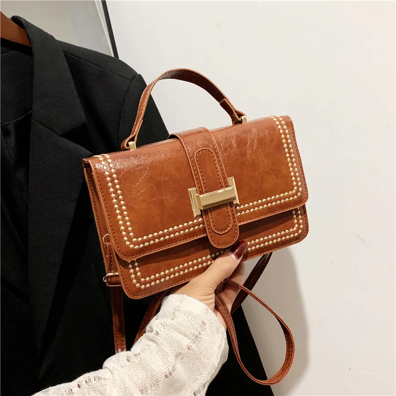 

High Quality 2023 New Style Vintage Shoulder Bag Small Handbags Top Handle Bags for Women Flap Female Rivets Crossbody Bags Ins