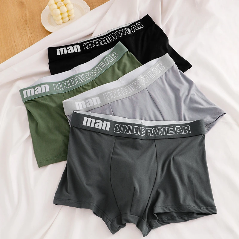 

Mens Underwear Cotton Crotch Antibacterial Breathable Mid Rise Boxer Shorts Printing Plus Fat Waist Four Corners Boxershorts