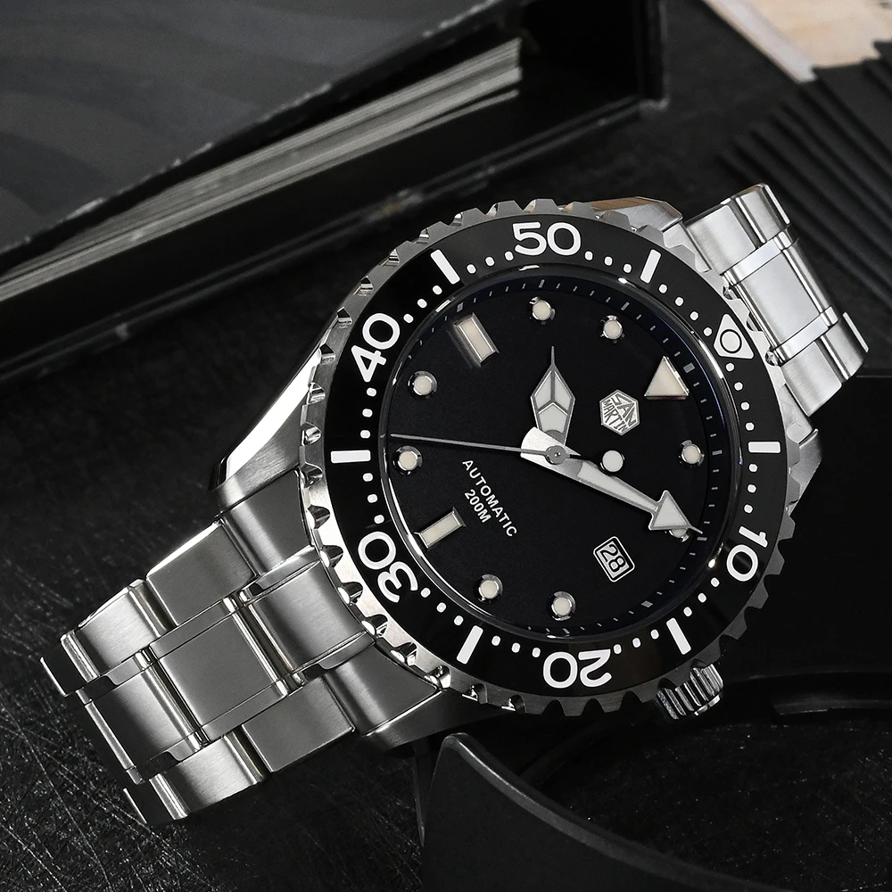 

San Martin 44mm Luxury Men Diver Watch Classic High Quality 20Bar Sapphire BGW-9 Luminous PT5000 Automatic Mechanical Watches