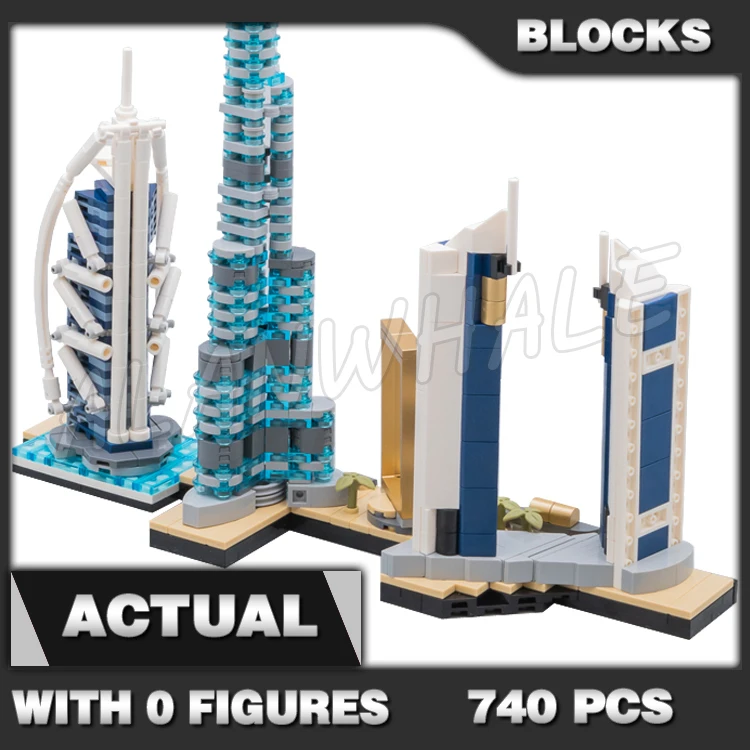 740 шт. конструктор Skyline Dubai Jumeirah Emirates tower отельный фонтан рама 20019 игрушки