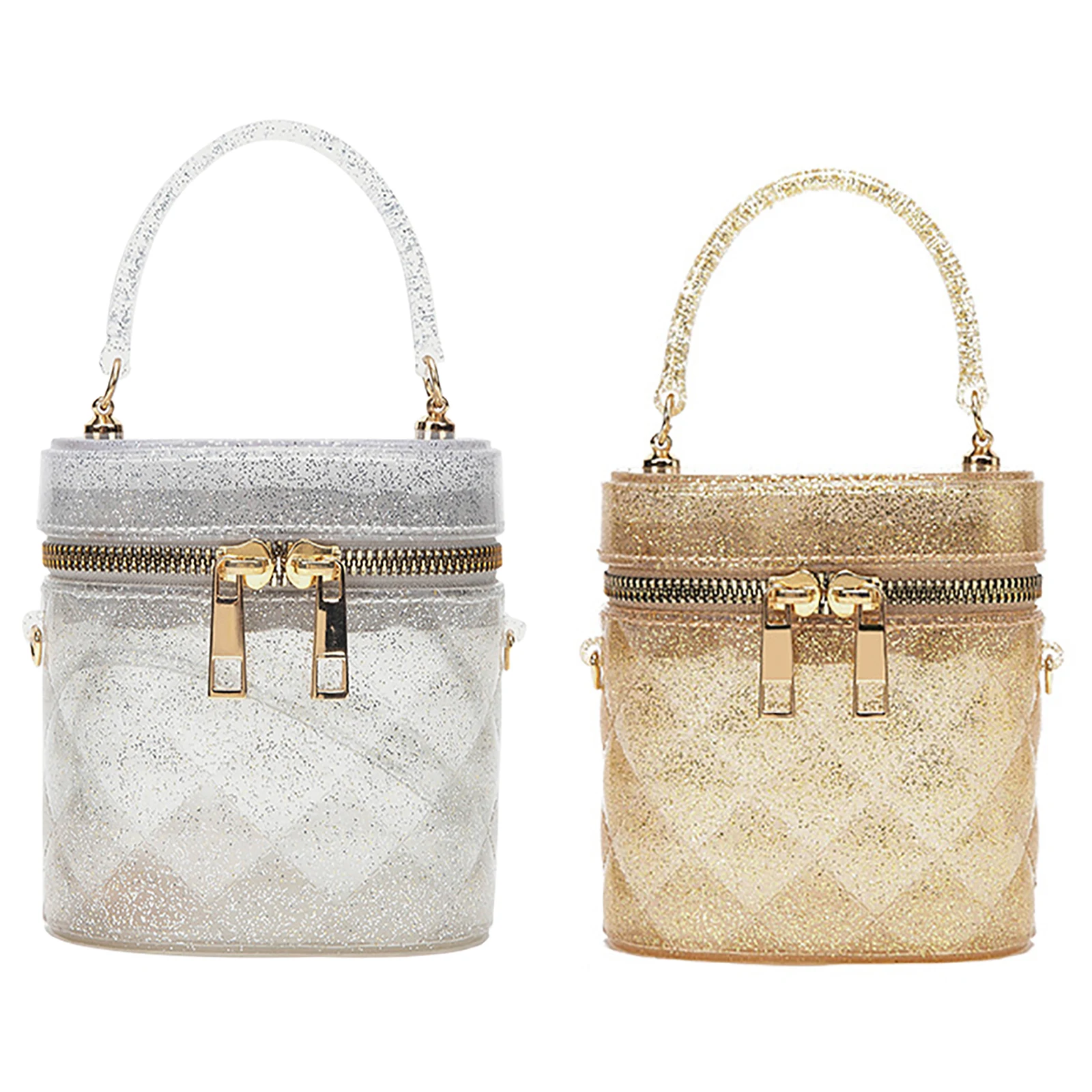 

Women's Crossbody Purse Fashion Quilted Cylindrical Bucket Bag Evening Clutch