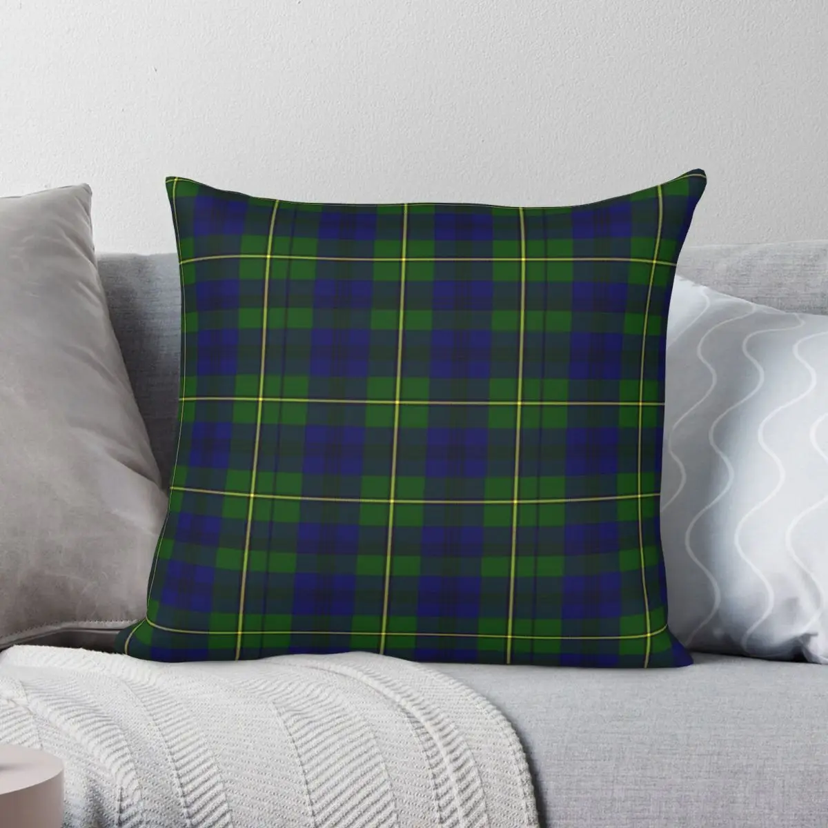 

Clan Johnson Tartan Pillowcase Polyester Linen Velvet Printed Zip Decor Pillow Case Home Cushion Cover Wholesale