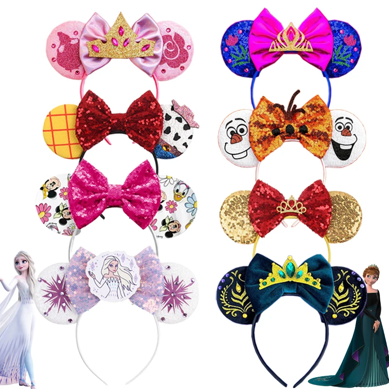 

Disney Frozen Elsa Anna Mickey Minnie Headband Halloween Cosplay Hair Cartoon Donald Duck Sequin Bow Birthday Party Accessories