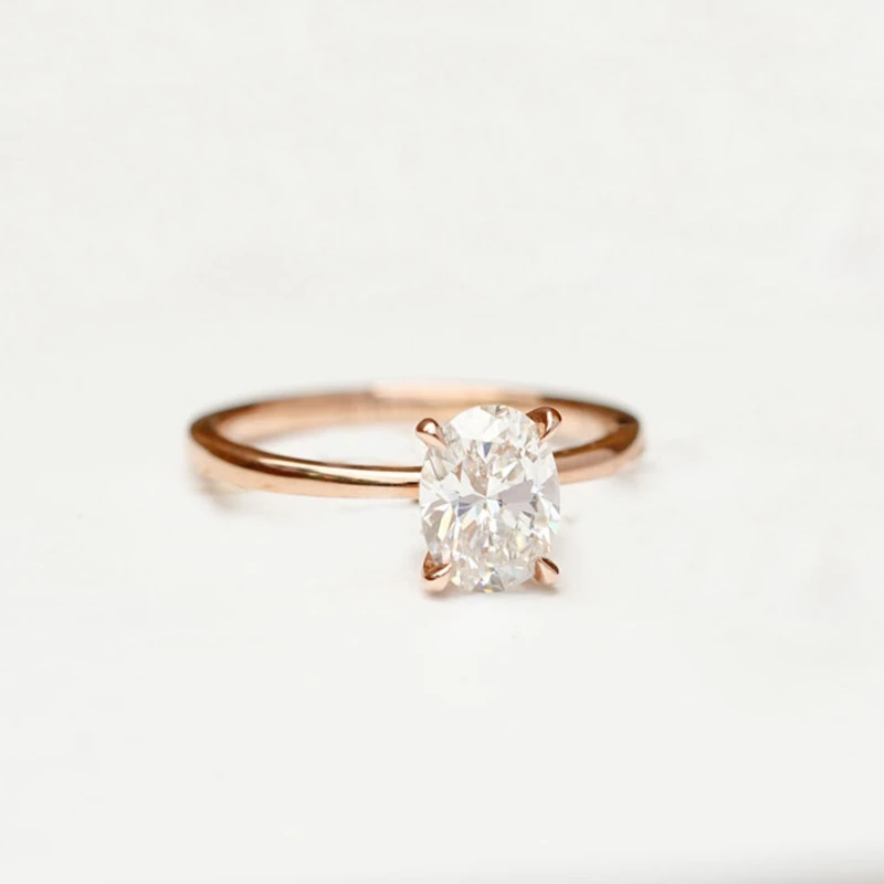 Хелон 18К 14К 10К розовое золото 1 карат овального кроя 5x7 мм моиссанитовое обручальное кольцо для женщин бриллиантовая свадебная оправа подарок для невесты изысканное ювелирное изделие.