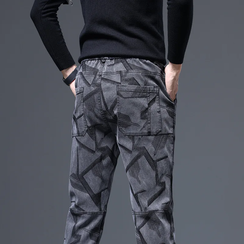 2023 Spring/Summer New Casual  Six Pocket Jacquard Elastic Straight Leg  Loose  Jeans Trend