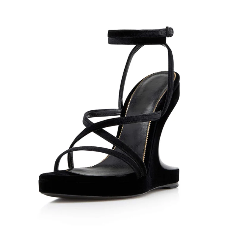 

New Strap Shaped Heel Open Toe Sandals For Women Wedge Platform Hollow Roman Fashion Shoes High Heel Zapatos Mujer Plus Size 42