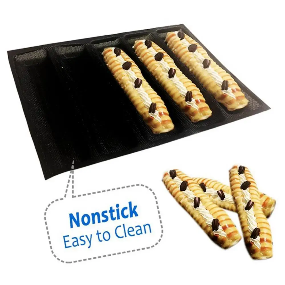 

Форма для выпечки хлеба с 5 отверстиями, силиконовая форма, форма багета, антипригарная форма, сковорода для французского хлеба, инструменты...