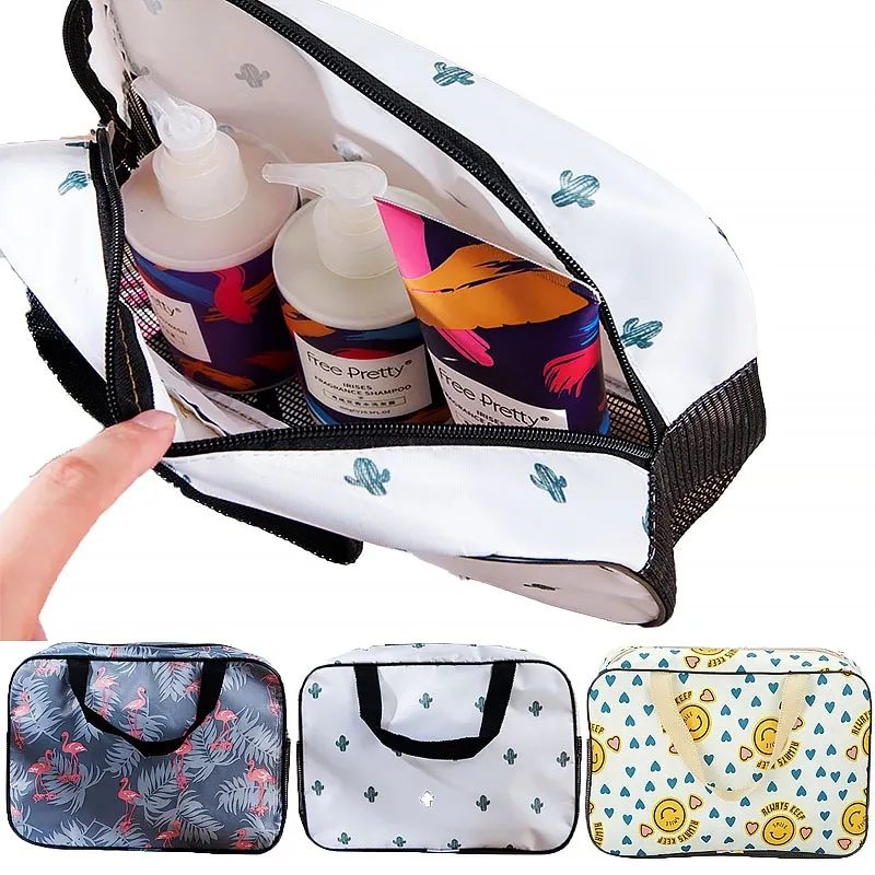 

Smiling Face Cactus Flamingo Portable Storage Wash Bag Large Capacity Waterproof Portable Skin Care Product Sorting Bag