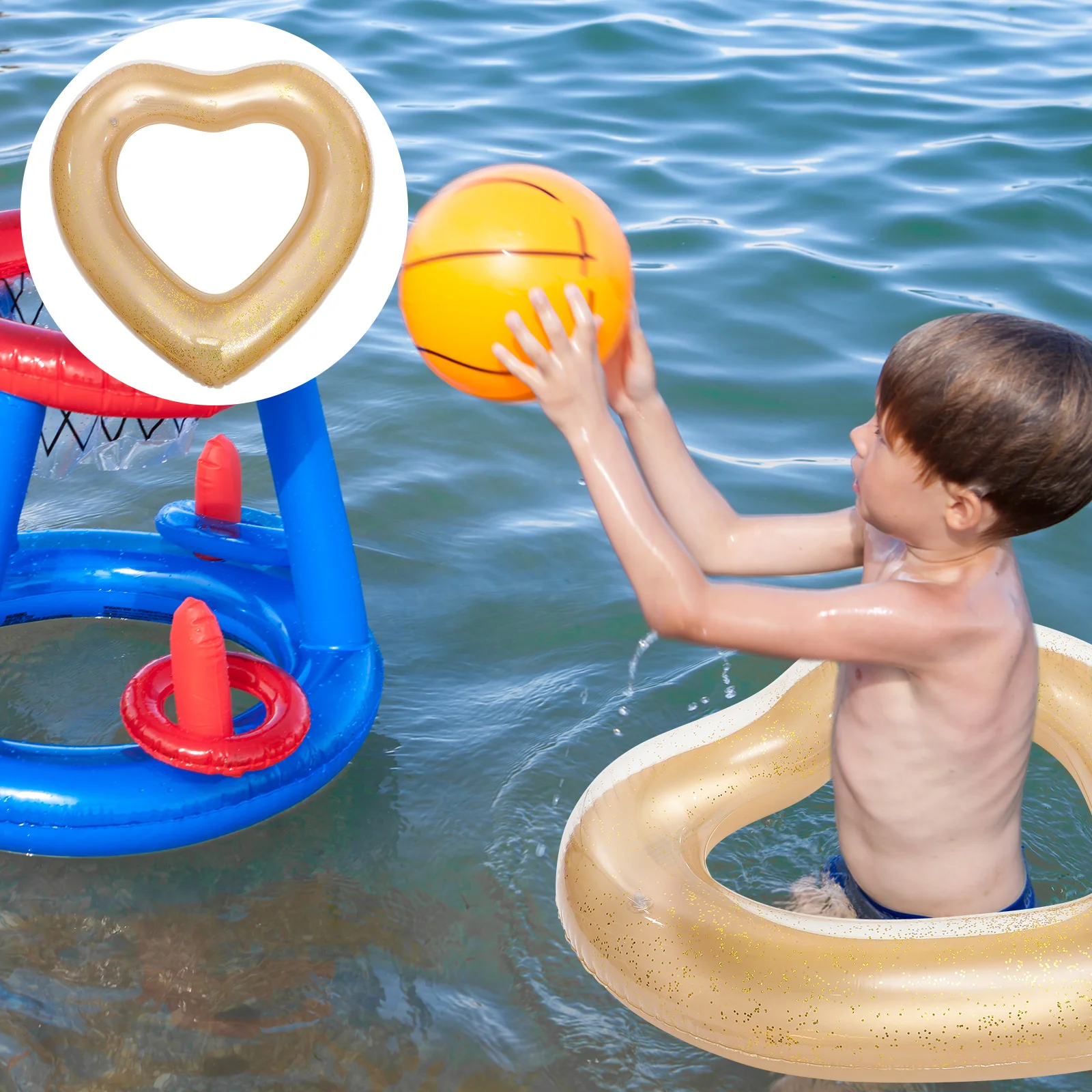 

Heart Shaped Swimming Ring Heart-shaped Float Water Supplies Beach Floating PVC