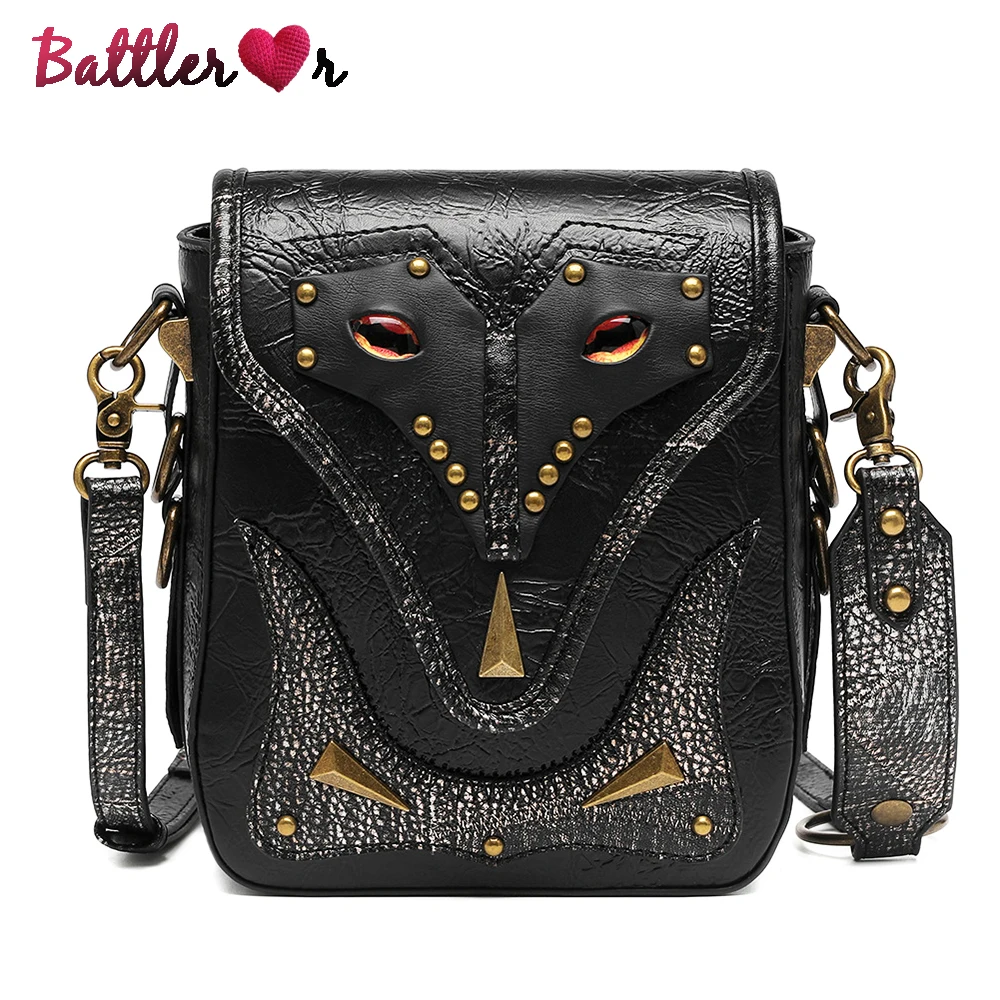 

Steampunk Gothic Owl Shape Shoulder Crossbody Bag Rock Designer Purse And Handbag Female Small Leather Mini Phone Flaps Unisex