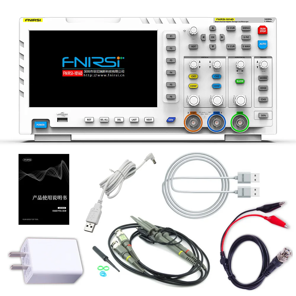 FNIRSI-1014D Digital Oscilloscope 100MHz* 2 Ana-log Bandwidth 1GSa/s Sampling Rate Dual Channel Input Signal Generator