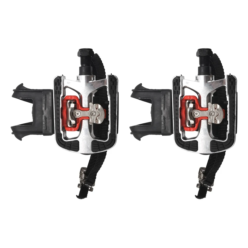 

SPD Pedals For Spin Bike With Toe Cages For Shimano Clip Pedals Indoor Exercise Cycling Platform Pedals 9/16 Inch