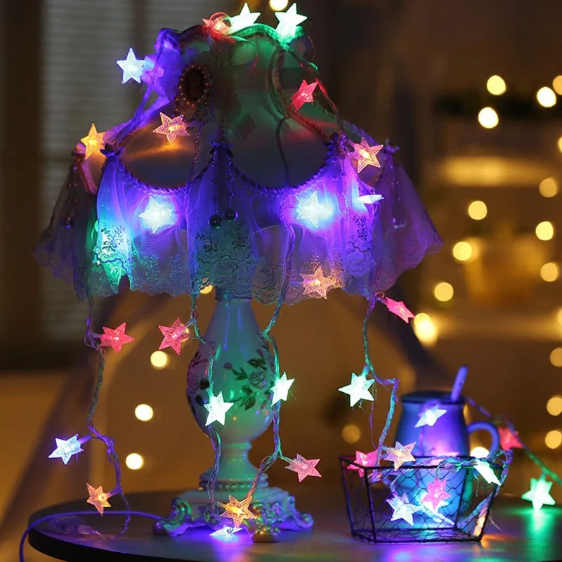 Праздничная светильник ная гирлянда со звездами и шарами праздничный шнурок с