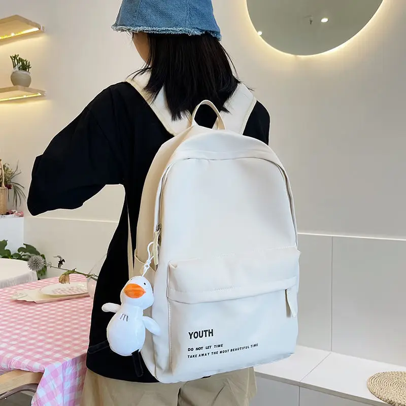

Teen School Bags for Girls College Student Backpack Women Nylon Black White High Schoolbag Youth Bookbag Casual Korean Bagpack