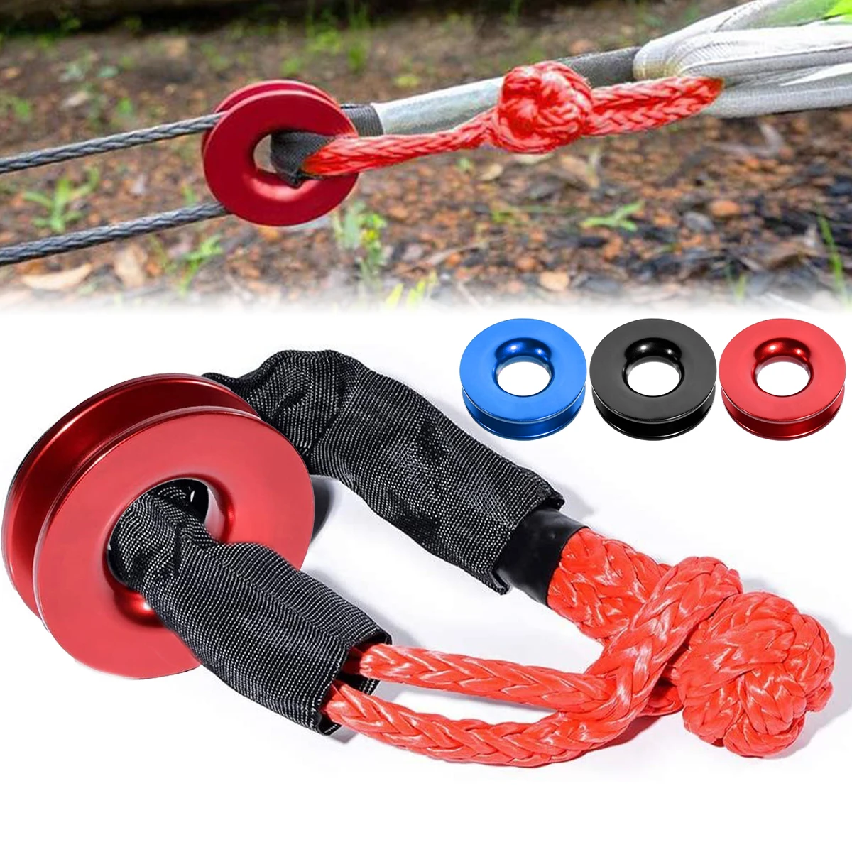 

41,000lbs Winch Rope 3.8" Compact Recovery Snatch Ring Ring Traction Winch Snatch Ring Soft Shackle SUV ATV UTV Truck Sailing