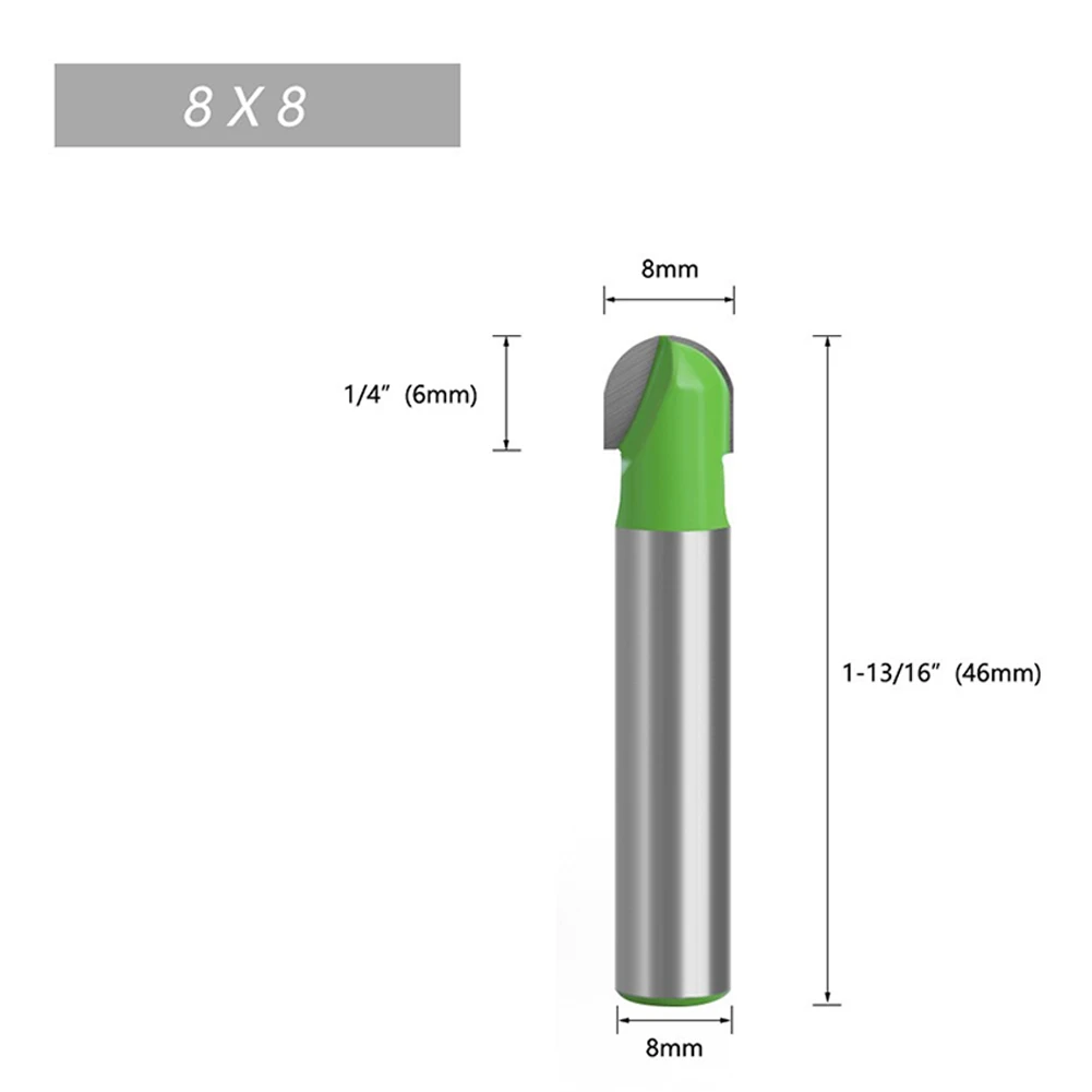 

Carving Knife Router Bit 8mm Shank Diameter Carbide Alloy Green 1pc 46mm Length 6mm-25mm Concrete Particleboard