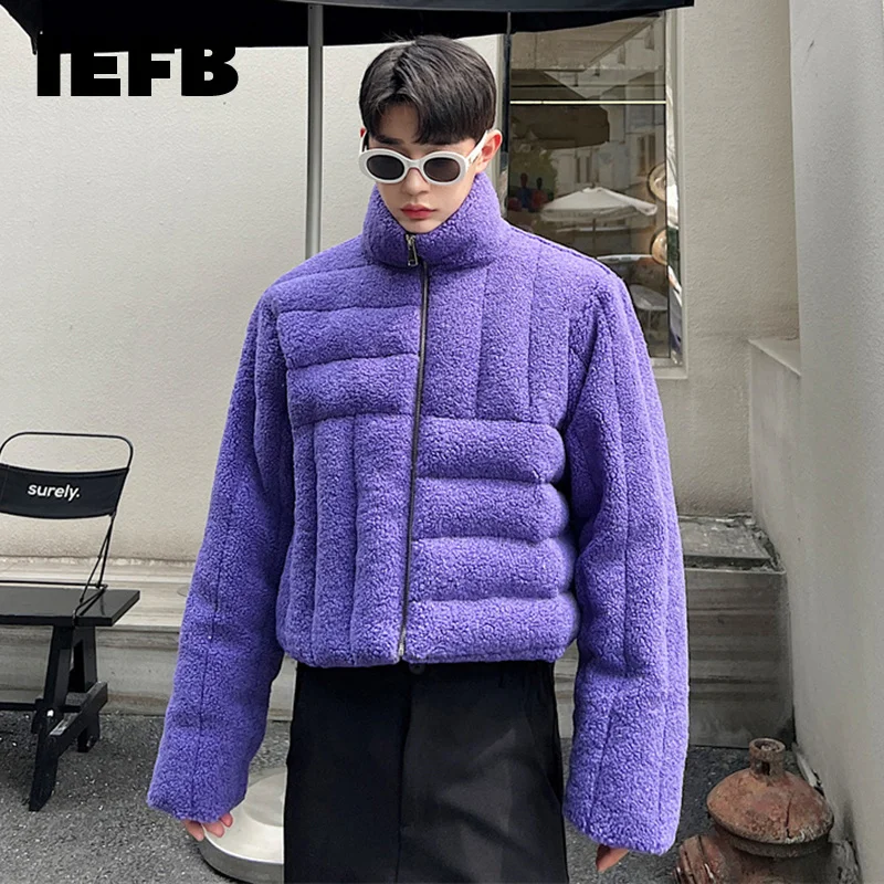 

Lamb Wool Cotton Men Coat Sort Tick 2023 Fasion Zipper Stand Collar Casual Solid Color Male Jacket 9A6010