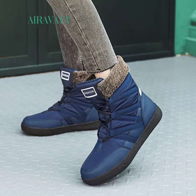 Winter Warm Women Men's Snow Boots Height Increasing Comfortable Adult Woman Female Plush Waterproof Light Shoes