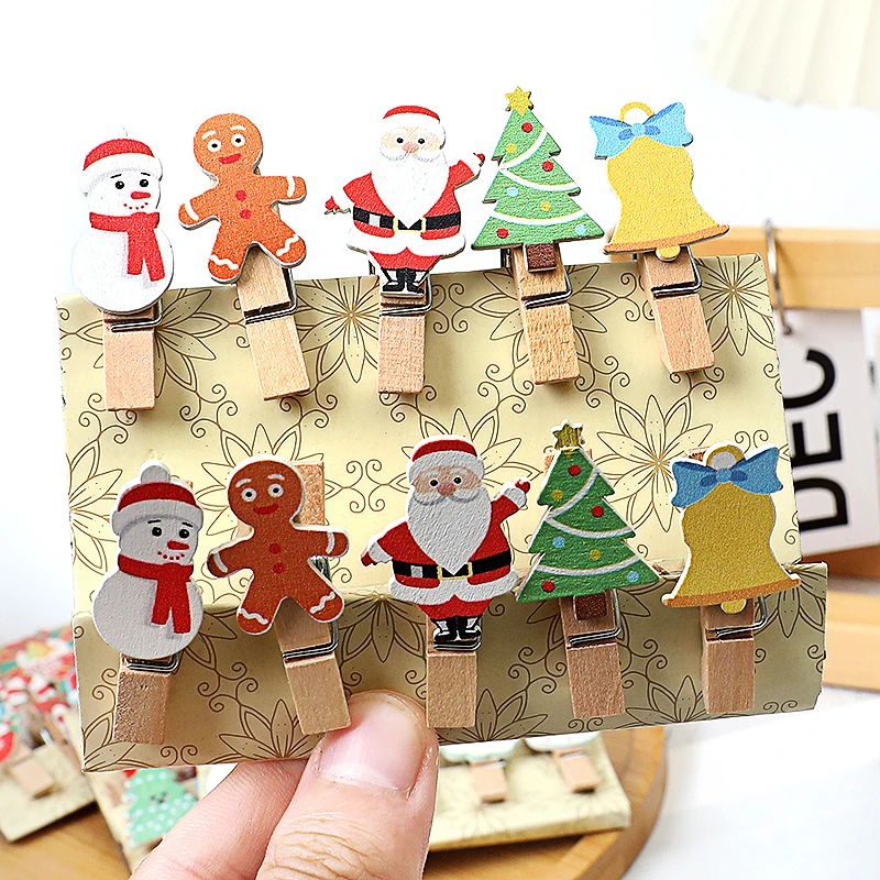 Маленький зажим с изображением Санта-Клауса и снеговика веселого Рождества