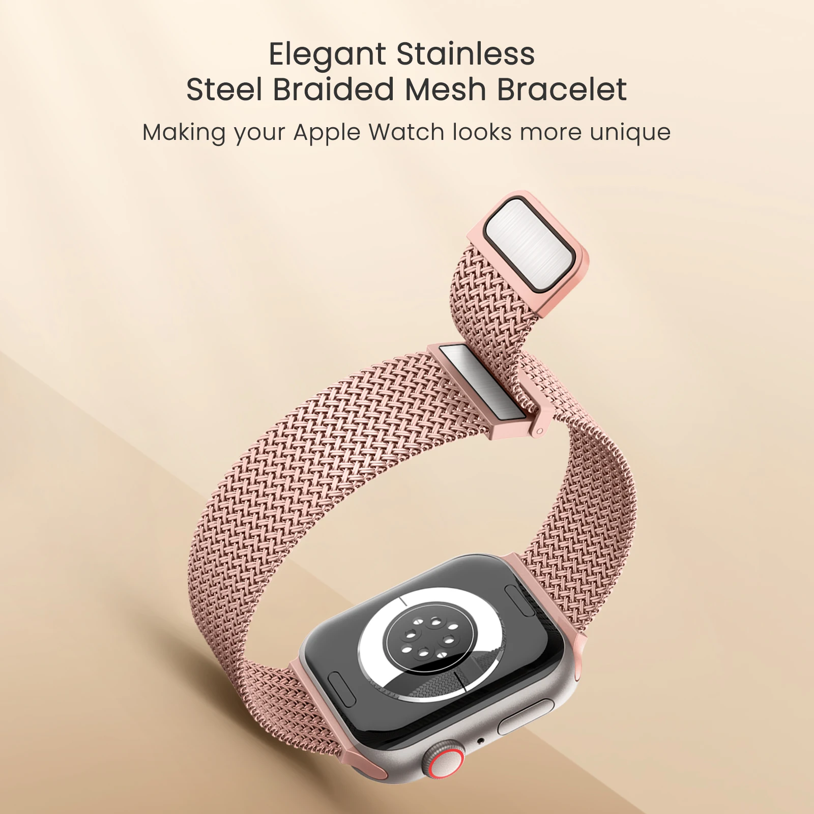 Фото Ремешок стальной в металлической оплетке для Apple watch 7 41 мм 45 мм, магнитный браслет для iWatch 6 5 4 3 2 1 SE 44 мм 40 мм 42 мм 38 мм №5