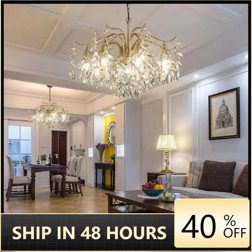 

Modern LED American Crystal chandelier Lighting For Living Room Bedroom Dining Study Coffee LED Chandelier Lamp AC 110-220V E14