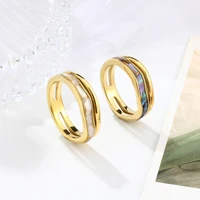 premium wave double layer ring color shell ins ring ladies titanium steel ring factory wholesale shell ring