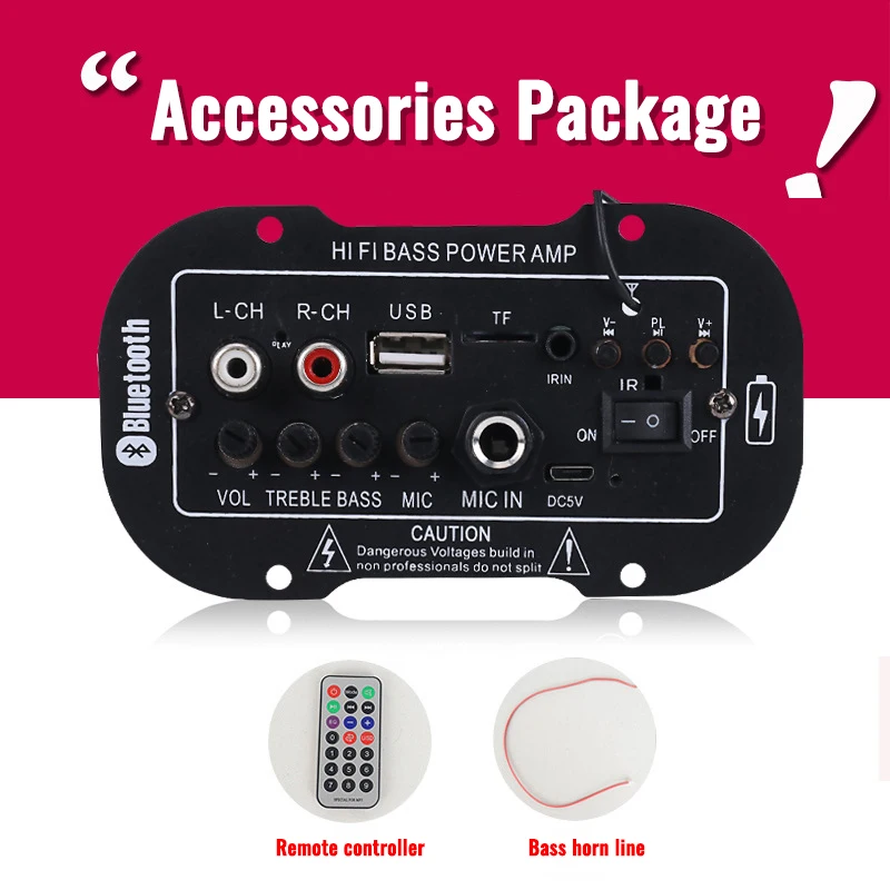 

5 Inch Remote Control Bluetooth Audio Amplificador Portable Bluetooth Amplifier Tf Player Car Accessories Multifunctional