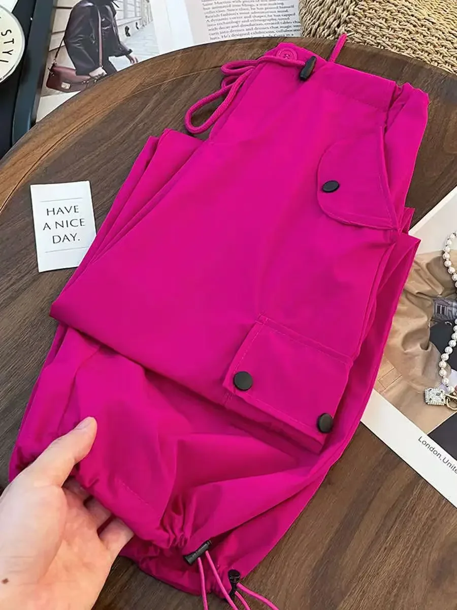 Брюки-карго высокого качества женские осенние свободные прямые брюки цвета