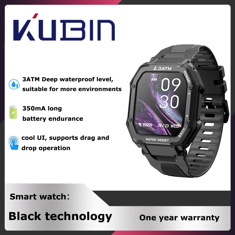 

Men Smart Watch Full Touch Screen 1.69 Lnch Waterproof 3ATM Low Power Durable Sports Fitness for Android Ios All Compatible