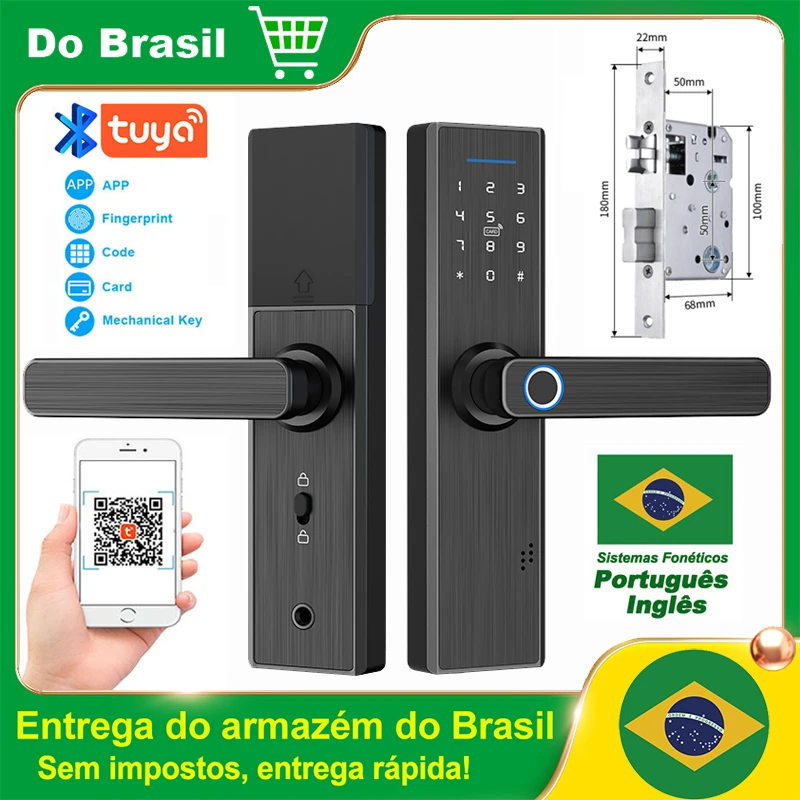 

Tuya Wifi Biometric Fingerprint Handle Lock Smart door Lock TuyaApp remote Unlock Keyless Entry Electronic Digital Door Lock X1