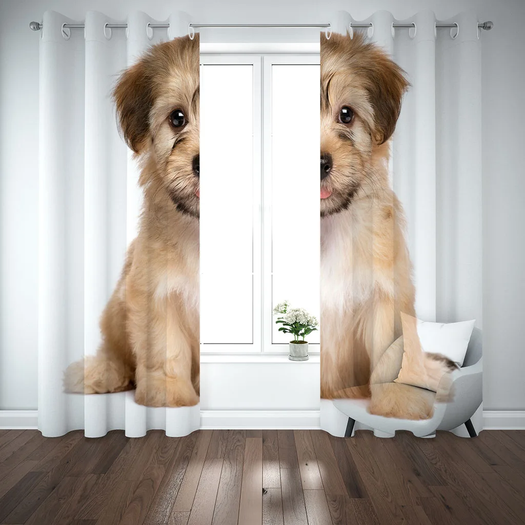 Элегантные шторы HUANZHUANG для комнаты желтые щенки животные хит продаж богемный