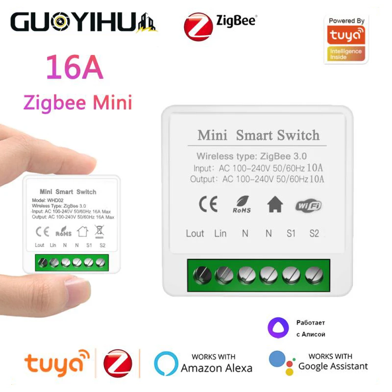 

Tuya 16A DIY Mini Switch Zigbee Smart Life App Timing Wireless Remote Control Relay Works With Yandex Alice Alexa Google Home