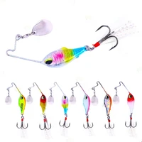 15g20g metal vib fishing lure with feather hook spinner sinking rotating spoon pin crankbait sequins baits fishing tackle