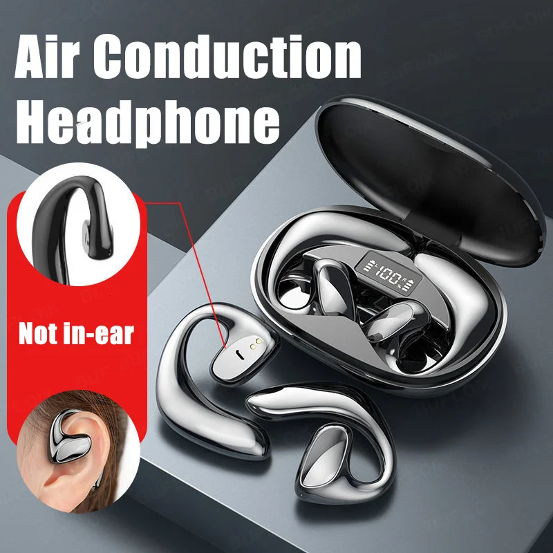 

5.1 Air Conduction Bluetooth Headphones Noise Reduction IP7 Waterproof Wireless Earphone with Mic Over-Ear Hook Headsets Earbuds