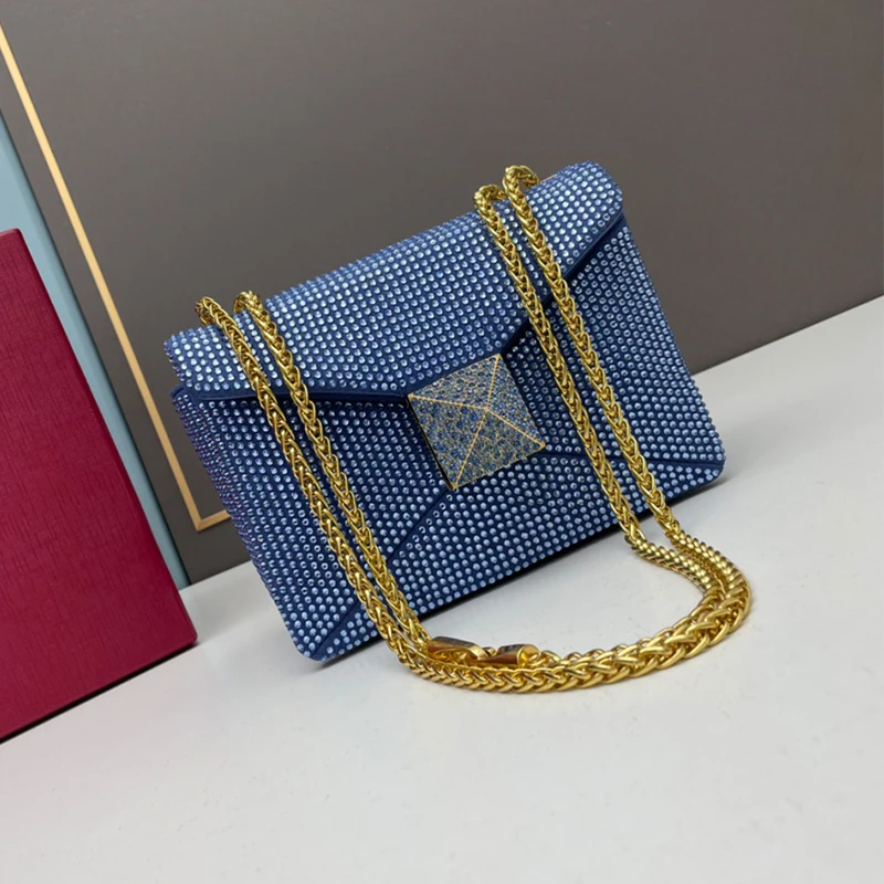 Crystal Chain Bag Women's Evening Bag Small Square Bag Bags For Women Fashion One Shoulder Crossbody Bag Women's Handheld Purse
